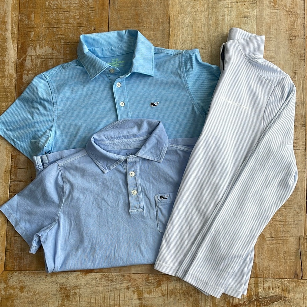 Vineyard Vines Kids Light Blue & Sky Blue Polo Tops
